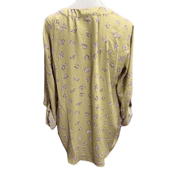 Motherhood Maternity Summer Blouse Top Size M Roll Sleeve Floral Yellow - Picture 2 of 7